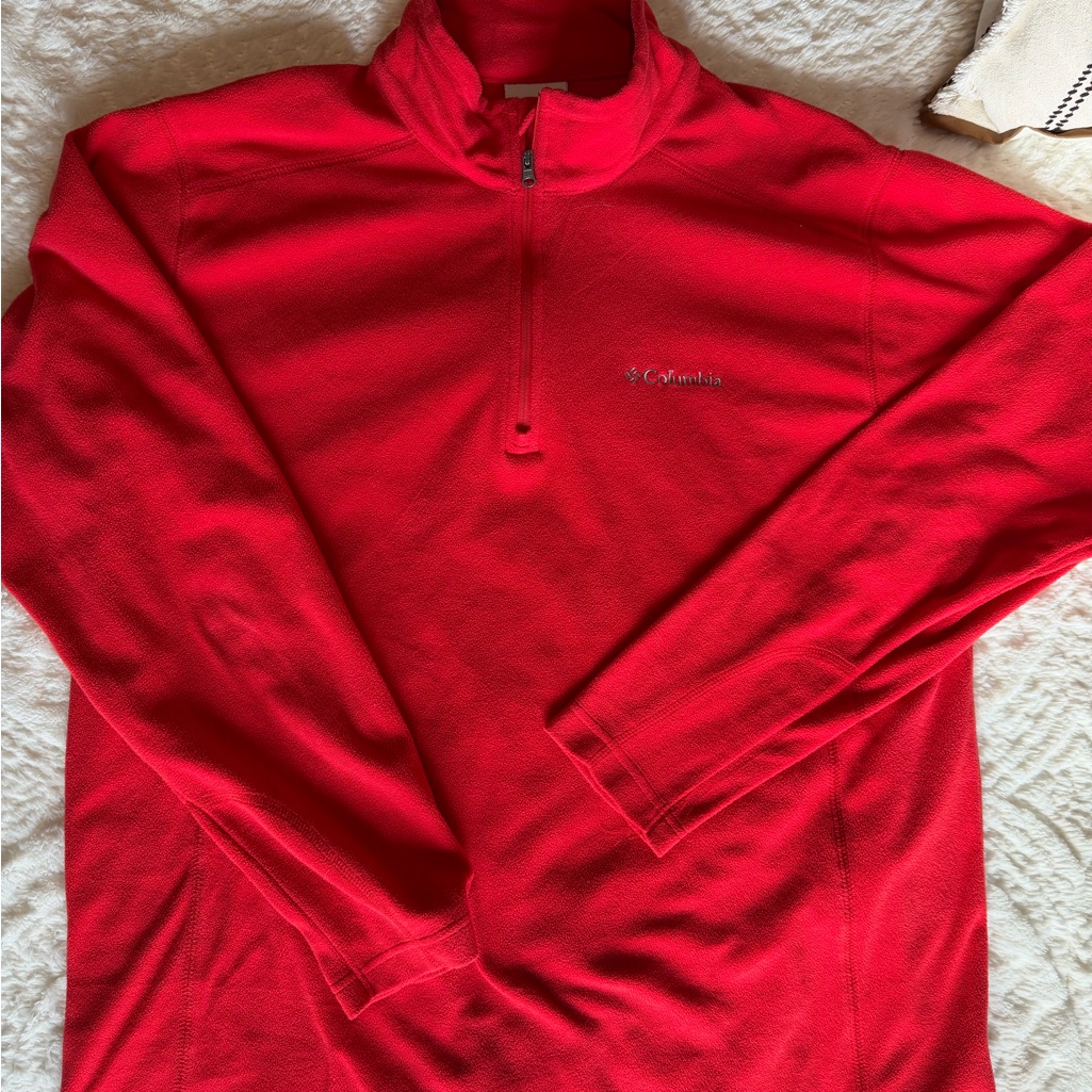 Columbia Red Fleece Quarter-Zip Pullover